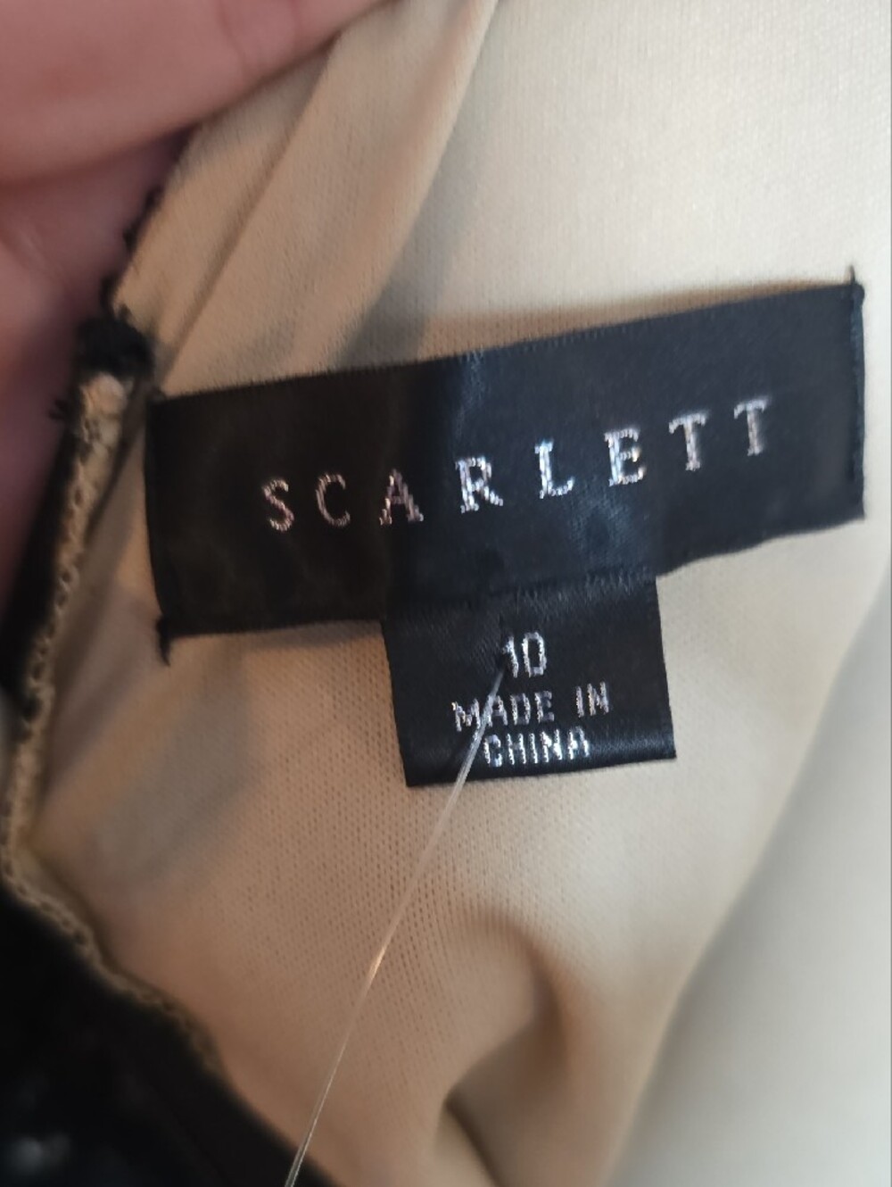 Scarlett Black Lace Dress with Nude Lining — Long Sleeve Size 10 - Picture 2 of 5